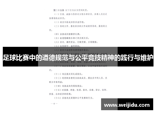 足球比赛中的道德规范与公平竞技精神的践行与维护